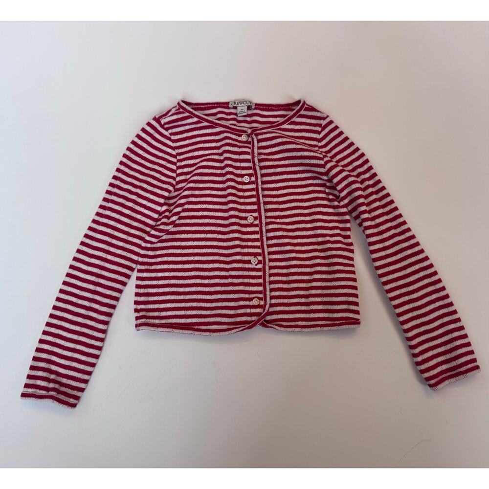 J.crew crewcuts shirt cardigan long sleeve red white strip mariner size xs girls